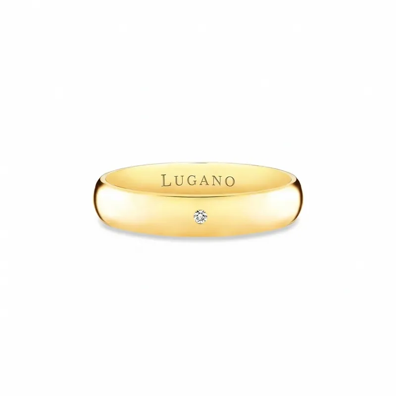 Aliança Lovely com Diamante Ouro Amarelo 18k 4mm - vista frontal